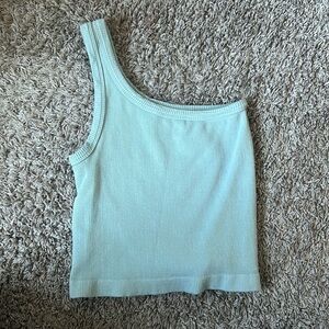 light blue, one shoulder tank top, from von waur, worn once